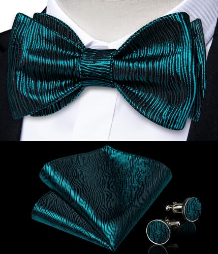 Image of DiBanGu Mens Silk Self Bow Tie Set 4PCS for Tuxedo Wedding