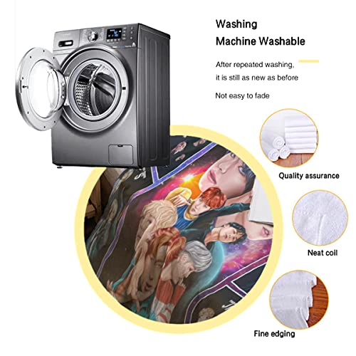 Kpop Blankets Soft Warm Blanket Ultra Cozy Plush Lightweight Galaxy-Background Throw Blankets Fans Gifts Merchandise Flannel Fuzzy For Sofa Bed Couch (Kpop 3D Print Blanket, 50" X 40") #TOP7