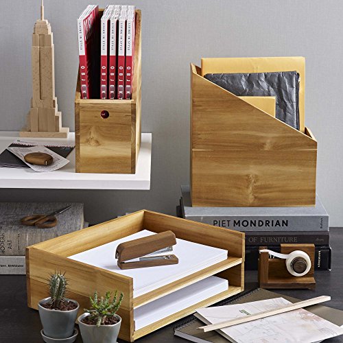 Design Ideas Takara Stapler, Teak Wood Desktop Stapler for Office or Home, Brown