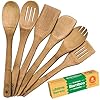 Riveira dark bamboo wooden spoons for cooking 6 piece apartment essentials wood spatula spoon nonstick kitchen utensil set premium quality housewarming gifts for everyday use  urban country home decor