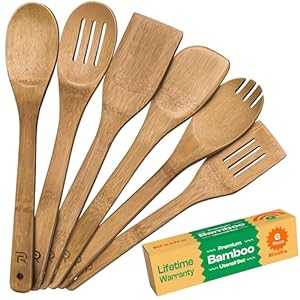 Riveira Dark Bamboo Wooden Spoons for Cooking 6-Piece, Apartment Essentials Wood Spatula Spoon Nonstick Kitchen Utensil Set Premium Quality Housewarming Gifts for Everyday Use Riveira Dark Bamboo Wooden Spoons for Cooking 6 Piece Apartment Essentials Wood Spatula Spoon Nonstick Kitchen Utensil Set Premium Quality Housewarming Gifts for Everyday Use