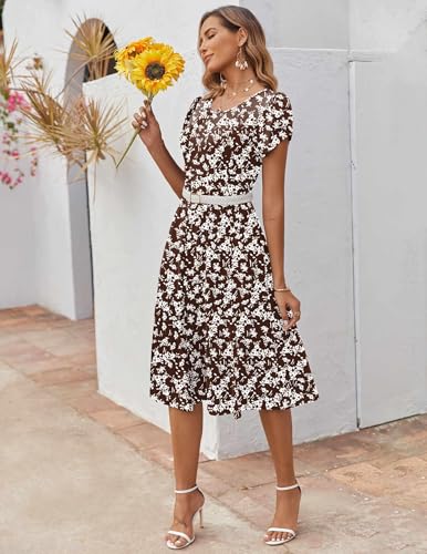 Image of ZEAGOO Womens Casual Dresses for Summer Short Sleeve Flare Midi Dress Loose Flowy Beach Sundress