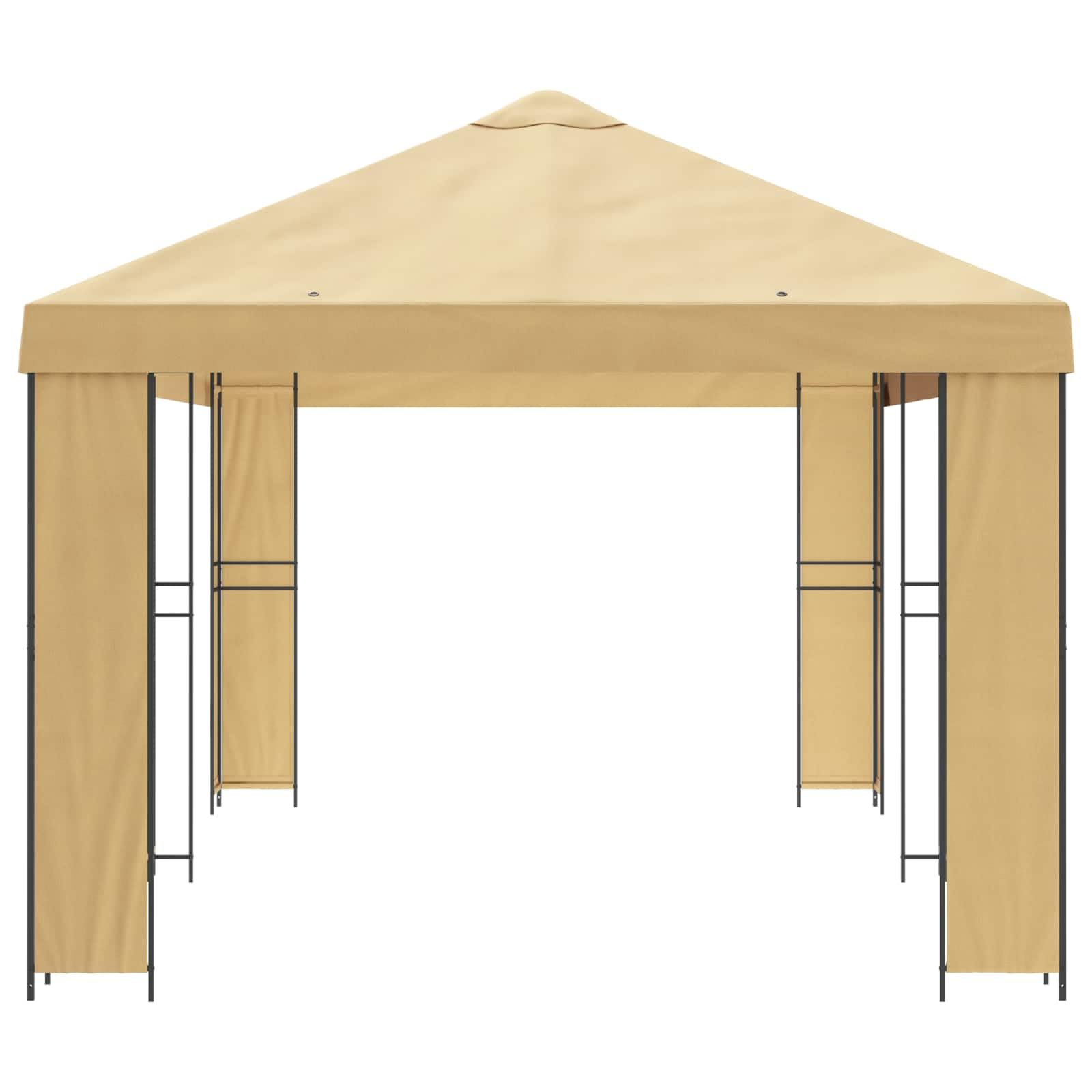 Pawilon ogrodowy, styl przemysłowy, 6 x 3 m, kremowy, z dwiema ramkami z poliestru i stali, zadaszenie 600,5 x 300,5 cm, do nowoczesnych obszarów zewnętrznych
