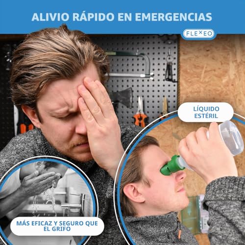 Lavado de ojos FLEXEO estéril NaCl 0,9% con soporte mural 3
