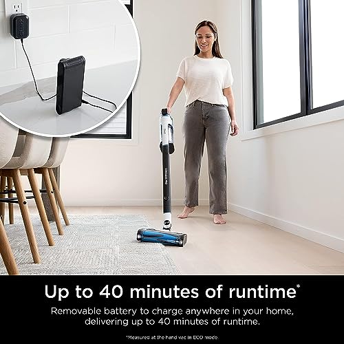 Image of Shark IZ562H Pro Cordless Vacuum with Clean Sense IQ & Odor Neutralizer, PowerFins Plus Brushroll, Includes Duster Crevice & Pet Tool, Up to 40 Minute Runtime, Light Blue, Without MultiFLEX (Renewed)