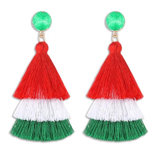 Brincos de borla de 3 camadas boémios escalonados com franjas, brincos suspensos para mulheres e meninas, 8cm/3.1in*4cm/1.6in, Metal, Sem pedra preciosa