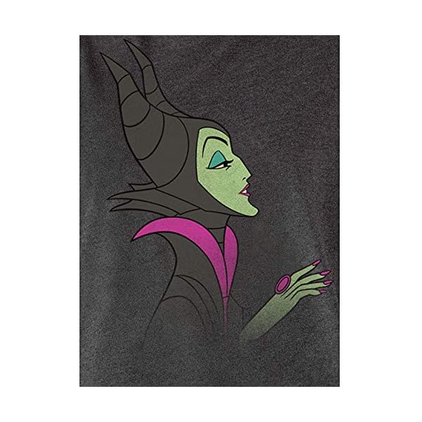 Disney Womens T-Shirt Maleficent Print Villain (Charcoal, Medium)