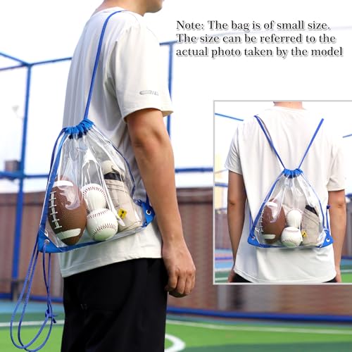Image of Clear Drawstring Bags for Stadium Events, 12x12 Small Clear Backpack,Concerts, Work, Festivals and Sporting Events Transparent Bag, 2Pack, Blue