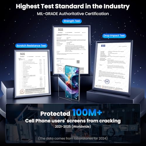 Image of Uyiton for Samsung Galaxy S25 Ultra Screen Protector UnBreak-Glass | Ultrasonic Fingerprint Support Auto-Alignment Frame 9H Tempered Glass Scratch-Resistant Case-Friendly Bubble-Free, 2 Pack
