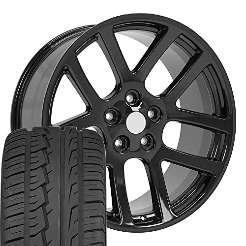 OE Wheels DG51 22 Inch Rims and Tires Fit Ram SRT Style 5x139.7 22x10 Gloss...