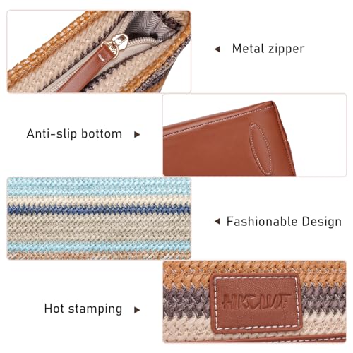 Image of HKCLUF Tote Bag for Women,Woven Shoulder Bag for Woman Vegan Leather Hobo Purse Satchel Handbags With Zipper Pockets