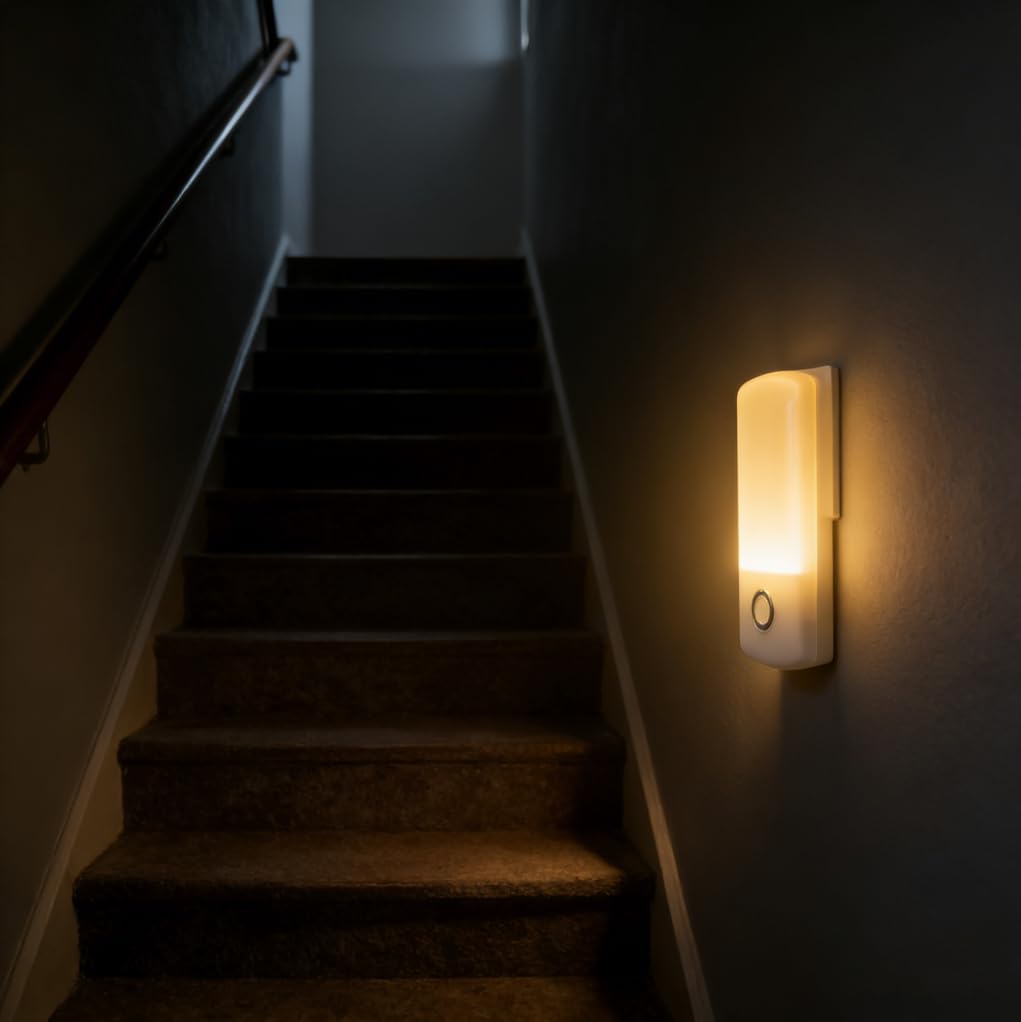 3-in-1 Dusk to Dawn LED Night Light Warm LED Multi-Function Plug-in or Portable Ideal for Hallways Bedrooms Stairs — view 5