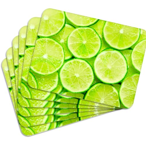 Mg Design Lot de 6 Sets de Table en liège – Fresh Lime – 30 × 40 cm – résistants à la Chaleur, faciles à Nettoyer