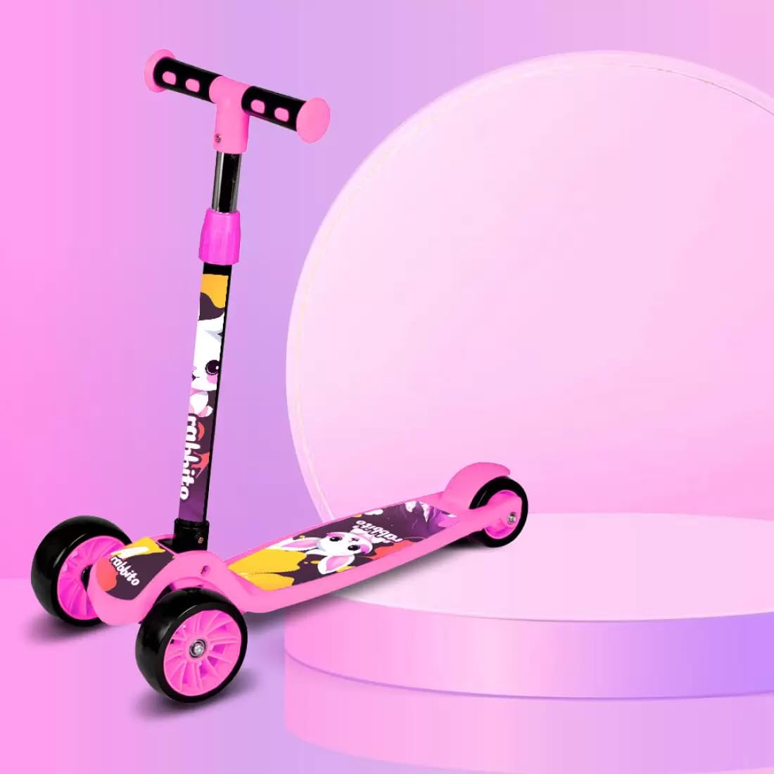 PESOMA Scooter for Kids - Road Runner Scooter for Kids of 3 to 14 Years Age Adjustable Height, Foldable & Weight Capacity 50 kgs Kick Scooter with Rear Brakes (Pink-Black) (B0D78TJDR9) Amazon Price History, Amazon Price Tracker