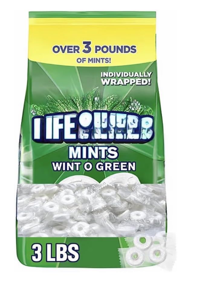 Wint O Green Hard Candy, 3 lb Bulk Pack – Individually Wrapped Wintergreen Mints, Refreshing Breath Fresheners for Sharing, Office, Candy Bowls, Weddings & Events