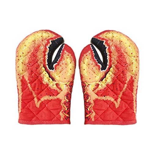 Outtmer Lobster Claw Design Oven Microwave Mitts Kitchen Gloves Cute Oven Gloves Anti-Heat Baking Gloves Cotton Lining Mitts Kitchen Gifts Set