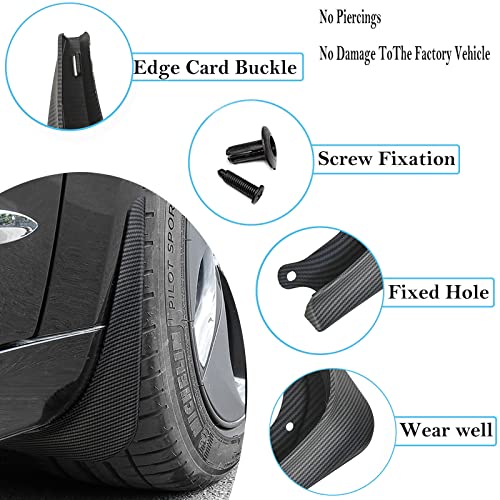 Image of Mud Flaps for Tesla Model 3 2016-2023 Splash Guards ABS Matte Carbon Fiber Front Rear Fender Protection Mudflaps No Need to Drill Holes (Set of 4,ABS Matte Carbon Fiber)