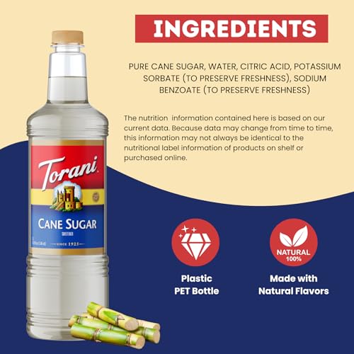 Image of Torani Pure Cane Sugar Syrup 1L with Pump - Coffee, Teas & Cocktails