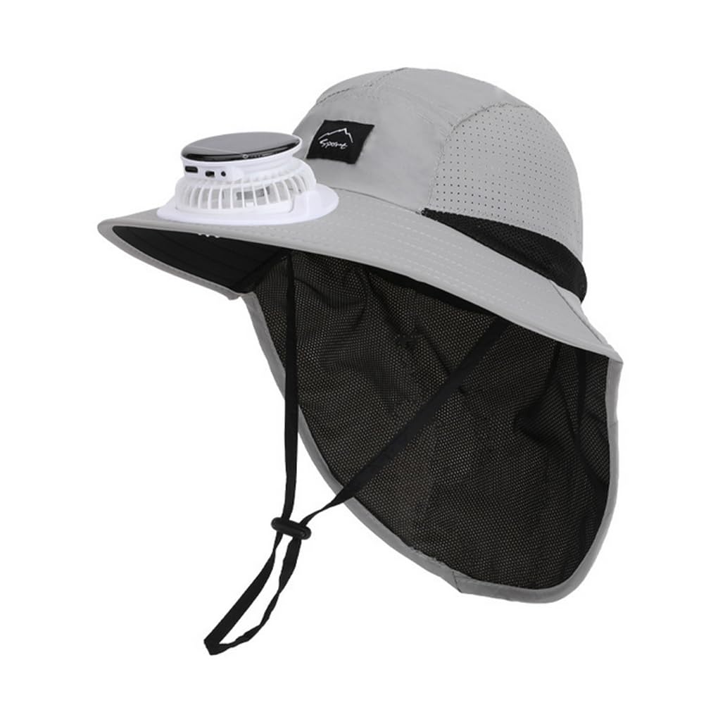 Sombrero de sol con ventilador solar USB para niños, con solapa para el cuello, sombrero de pesca, gorra de protección solar para adolescentes, niños y niñas