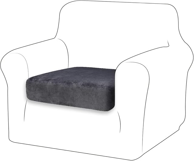 TIANSHU Velvet Stretch Cushion Cover Sofa Cushion Slipcover Furniture Protector Sofa Seat Cover for Couch 1 Piece Velvet Cushion Covers for Chair(Chair,Gray)