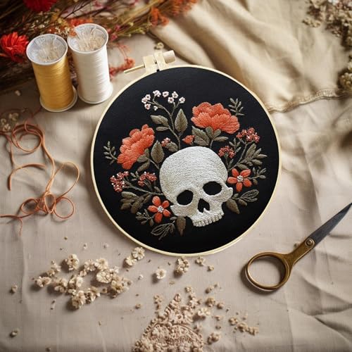 Kits de broderie point de croix Halloween avec toile et ciseaux précis