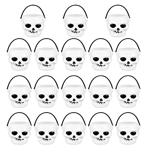 18Pcs Mini Halloween Pumpkin Buchet Plastic Candy Holder with Handle for Festival Party Decoration Trick or Treat Supplies (B)