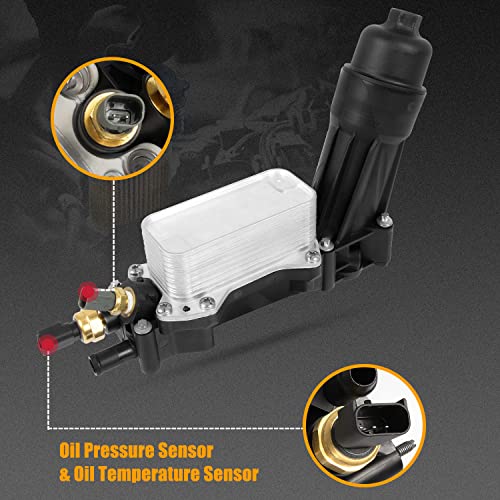 Ransoto 68105583Af Engine Oil Cooler With Oil Filter Housing Adapter Compatible With 2014-2017 Chrysler 200 300, Dodge Avenger Journey Durango, Jeep Cherokee Wrangler Replaces 68105583Ae #TOP3