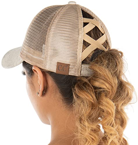 Image of Funky Junque Womens Baseball Cap Dad Hat Ponytail Messy Bun Trucker Ponycap