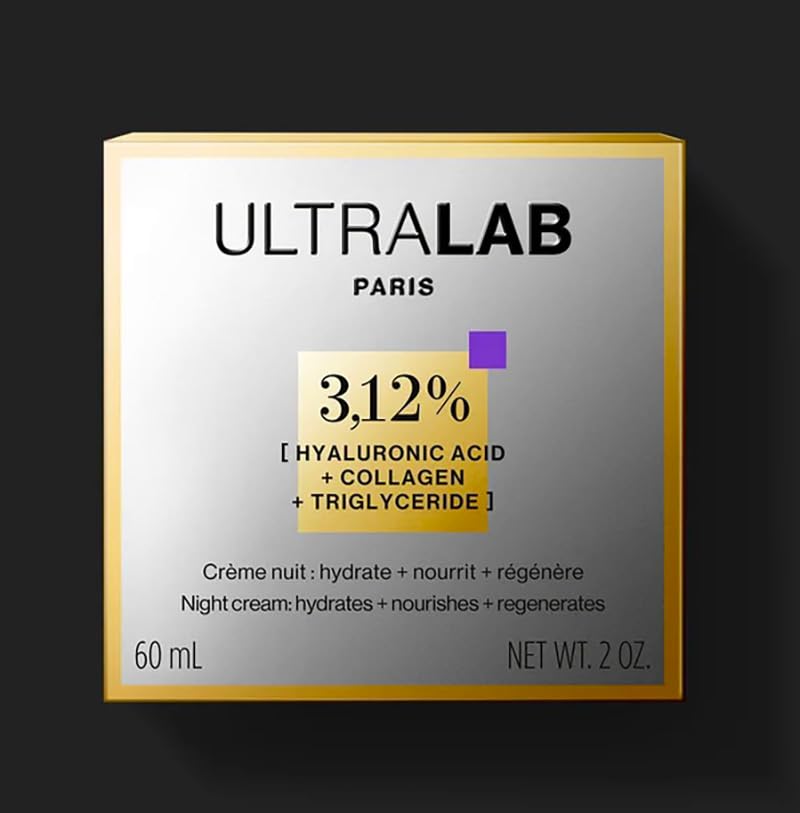 Ultralab Paris Nachtcreme Hyaluronsäure Kollagen Triglyceride Pflege 60 ml Neu