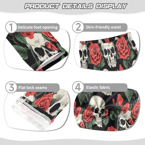 Bolaz Toddler Girls Leggings Printed Yoga Pants Leggings Red Rose Skeleton for Kids3