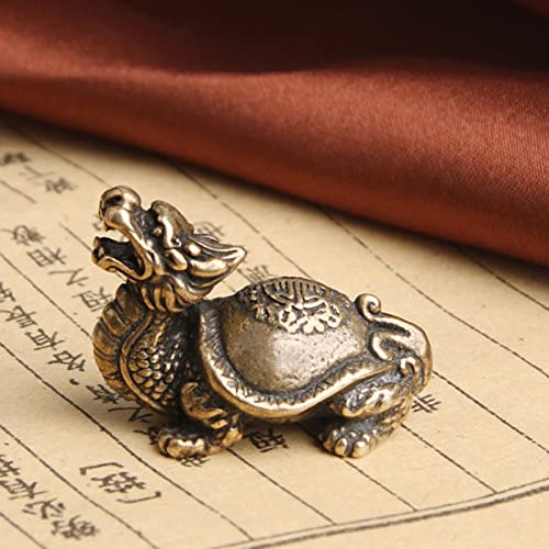 Estatua pequeña Fengshui Dragón Tortuga cobre 2 piezas miniatura 5