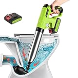 Electric Toilet Plunger - High Pressure Air Plunger with 1 Batteries, for Clogged Toilets, Bathroom, Floor Drain, Sewer - Heavy Duty Clog Tool, Green