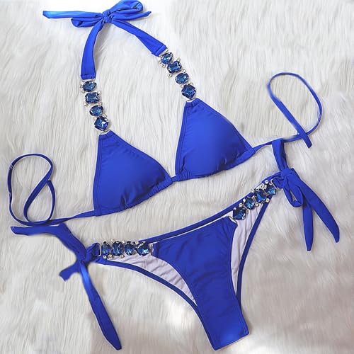 Lisa Colly Women's Crystal Diamond Bikini Swimsuit Sexy Two Pieces Bathing Suit Push Up Bandage Bikini Set3