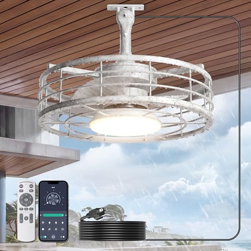 Phylluz 16 Outdoor Ceiling Fan Lights with Plug-in Cord for Gazebos
