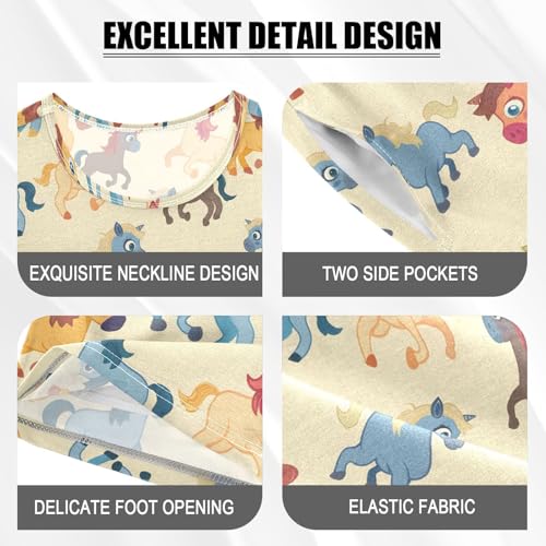 ALAZA Cartoon Horse Stylish Pajamas Short Sleeve 2 Piece Sleepwear Top and Bottom Pajama Set Unisex4