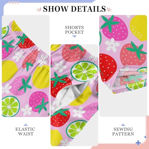 ZZXXB Strawberry Lemon Boys Long Pants Soft Trousers Elastic Waist Kids Lounge Bottoms with Pockets S-XL4