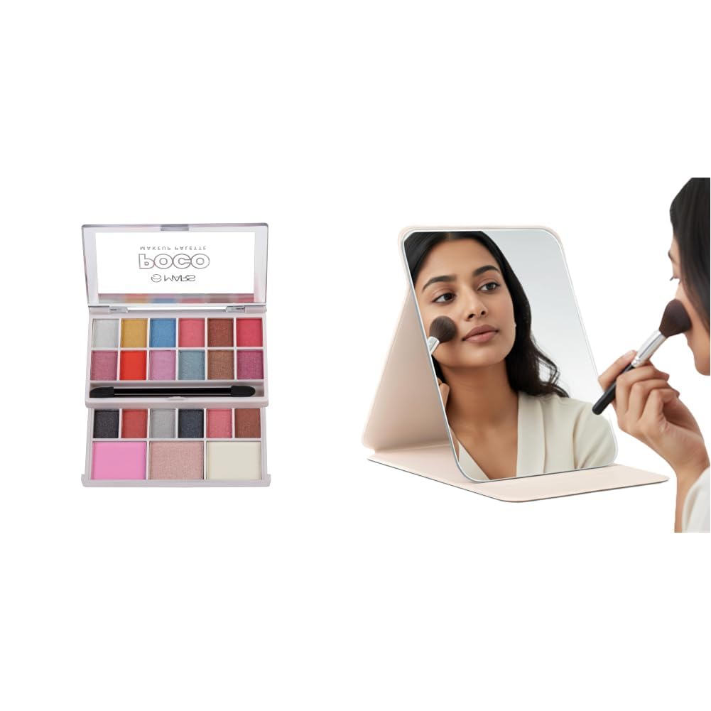 MARS Poco Face Makeup and eyeshadow Palette with Slider Case MARS Foldie-Portable Makeup Mirror with Adjustable Stand-picture-12