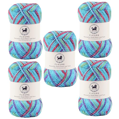 Image of Nestnhaven Acrowools Fleure Hand Knitting and Crochet Yarn. Pack of 1 Ball - 100gms. Shade no - NNHF (Multicolor21) | (500 Gm)