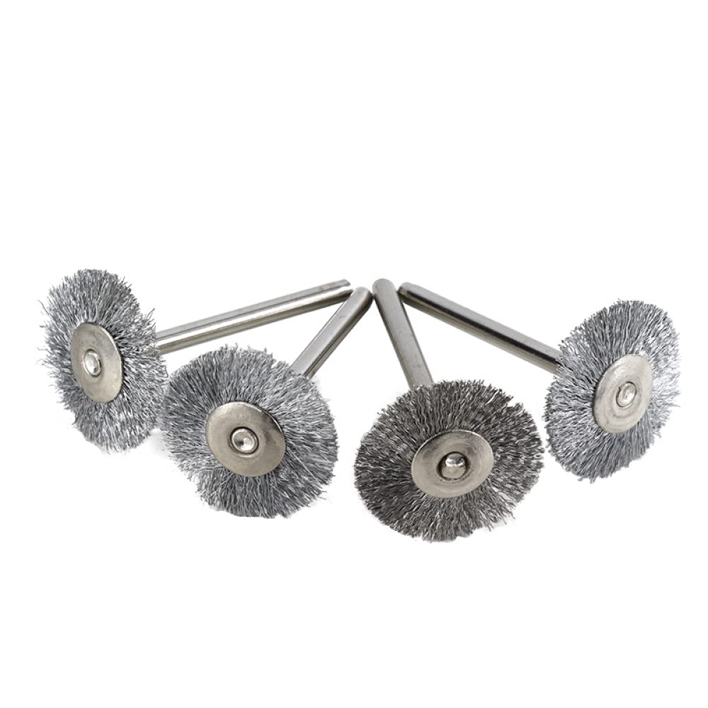 20 sztuk 22mm zestaw szczotek z drutu stalowego do polerowania metalu 3.0mm szczotka obrotowa z trzpieniem do narzędzia obrotowego Dremel narzędzie do polerowania, 20 sztuk stali