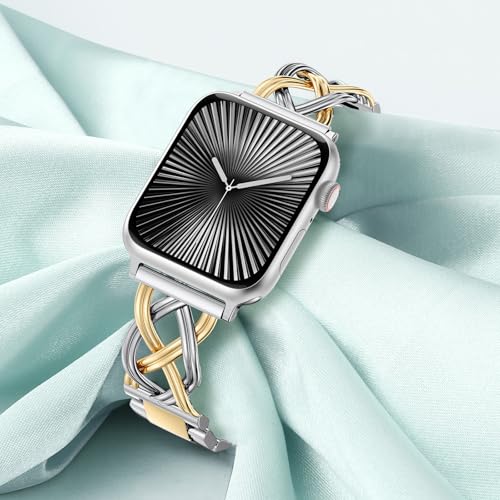 Image of TOYOUTHS Dressy Bracelet Compatible with Apple Watch Bands 38 /40 /41 /42 /44 /45 /46 /49mm Women, Celtic Stainless Steel Metal Fancy Nice Pretty Strap for iWatch Series 11 10 9 8 7 6 5 4 Ultra /SE 3 2 1