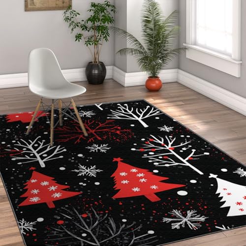 Tapis Noël salon doux pour chambre lavable flocon de neige - 4