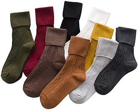 9 Pairs Women Socks Long Knit Turn Cuff Cotton Slouchy Calf socks...