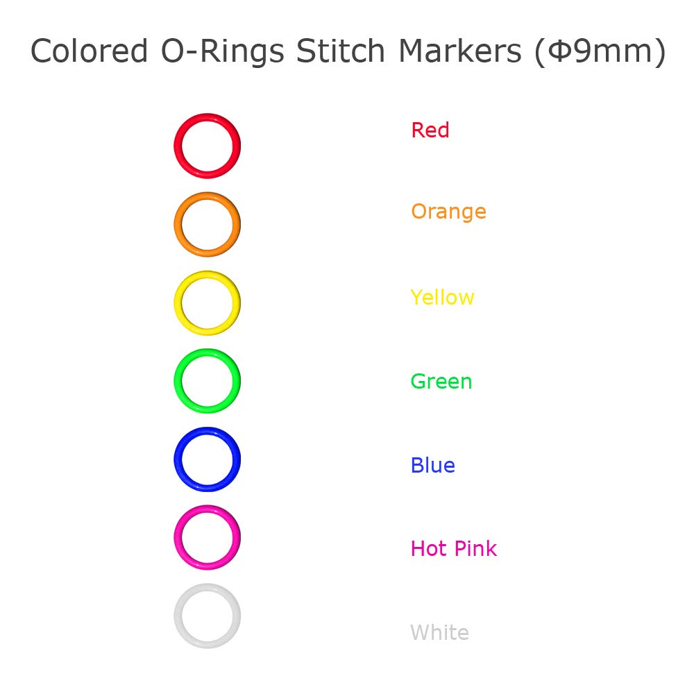 ZH 140 Pcs 9mm Multicolored O Ring Stitch Marker for DIY Knitting & Crocheting, Amigurumi Materials,Knitting Supplies,Crochet Hook Accessories(7 Colors)