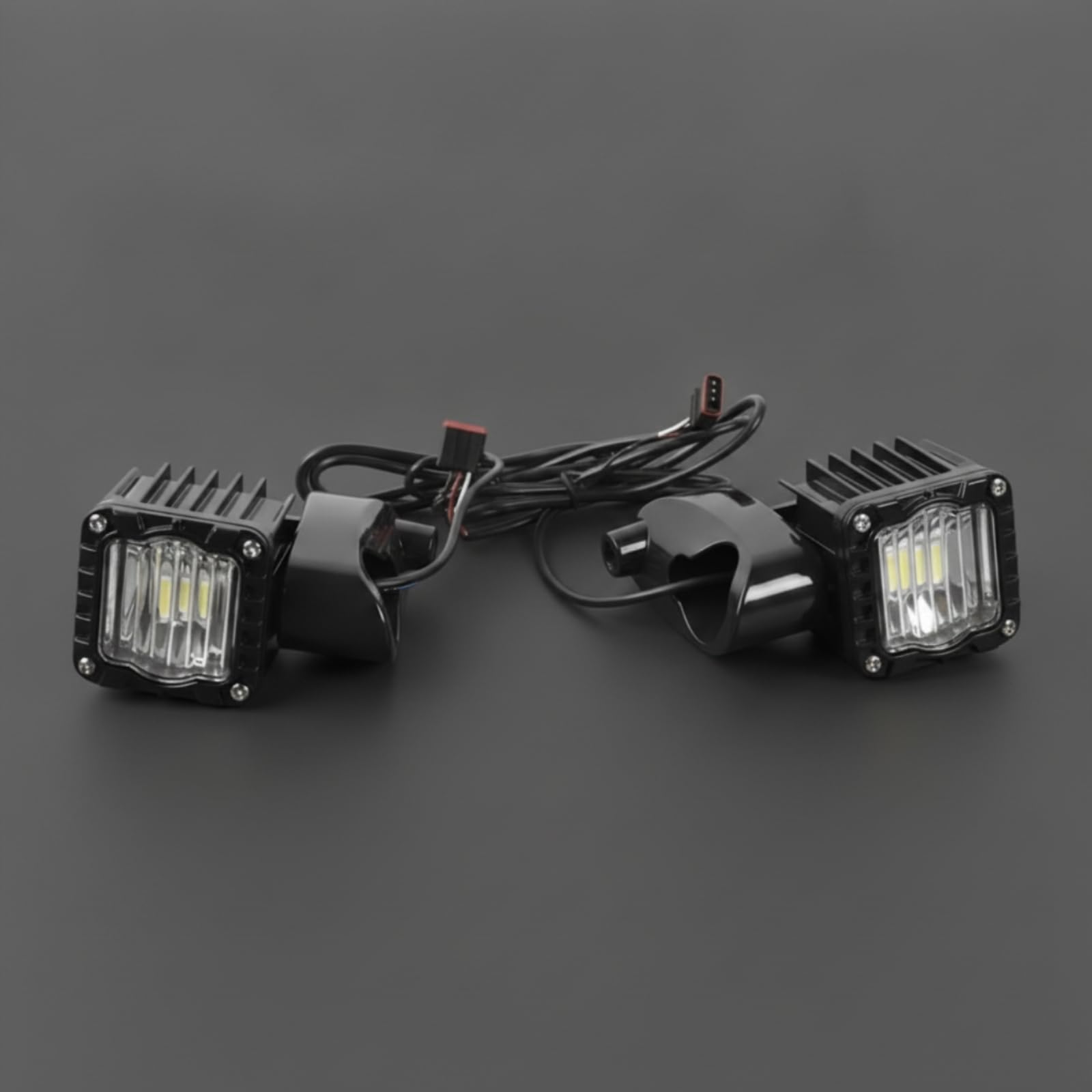 Set Luces Auxiliares lanteras para cicleta con Carcasa Negra y Disipador Conectable con Arnés Cableado para Mejorar la Visibilidad Acuado para Personalización la Parte Frontal, Color to 2