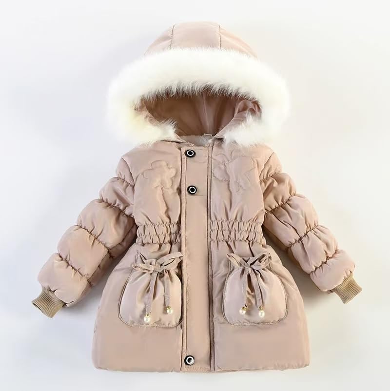 Girls Winter Warm Coat Windproof Hooded Faux Puffer Cotton Jacket Kids Winter Outerwear2