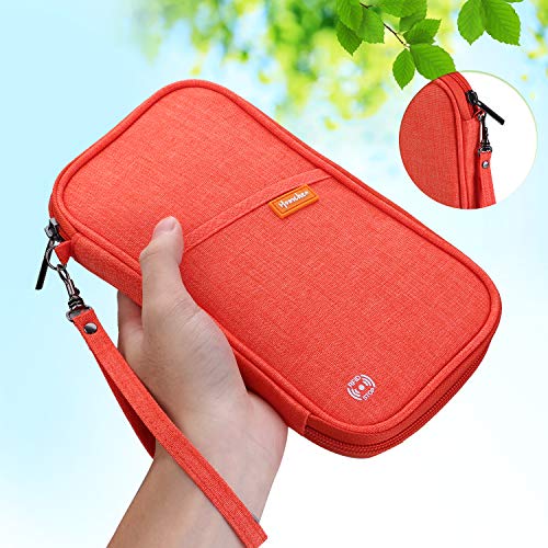 Image of RFID Family Passport Wallet Holder Waterproof, Travel Document Organizer Credit Card Clutch Bag for Men Women, RFID Orange, L, Stylish