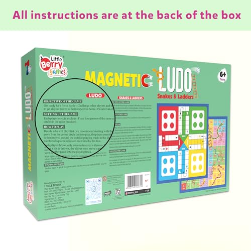 Image of Ludo Game for Kids | 2-in-1 Magentic Snakes & Ladders and Ludo Board | 14 inchx14 inch Foldable Big Family Game for Kids & Adults | Travel-Friendly Dice Board Game