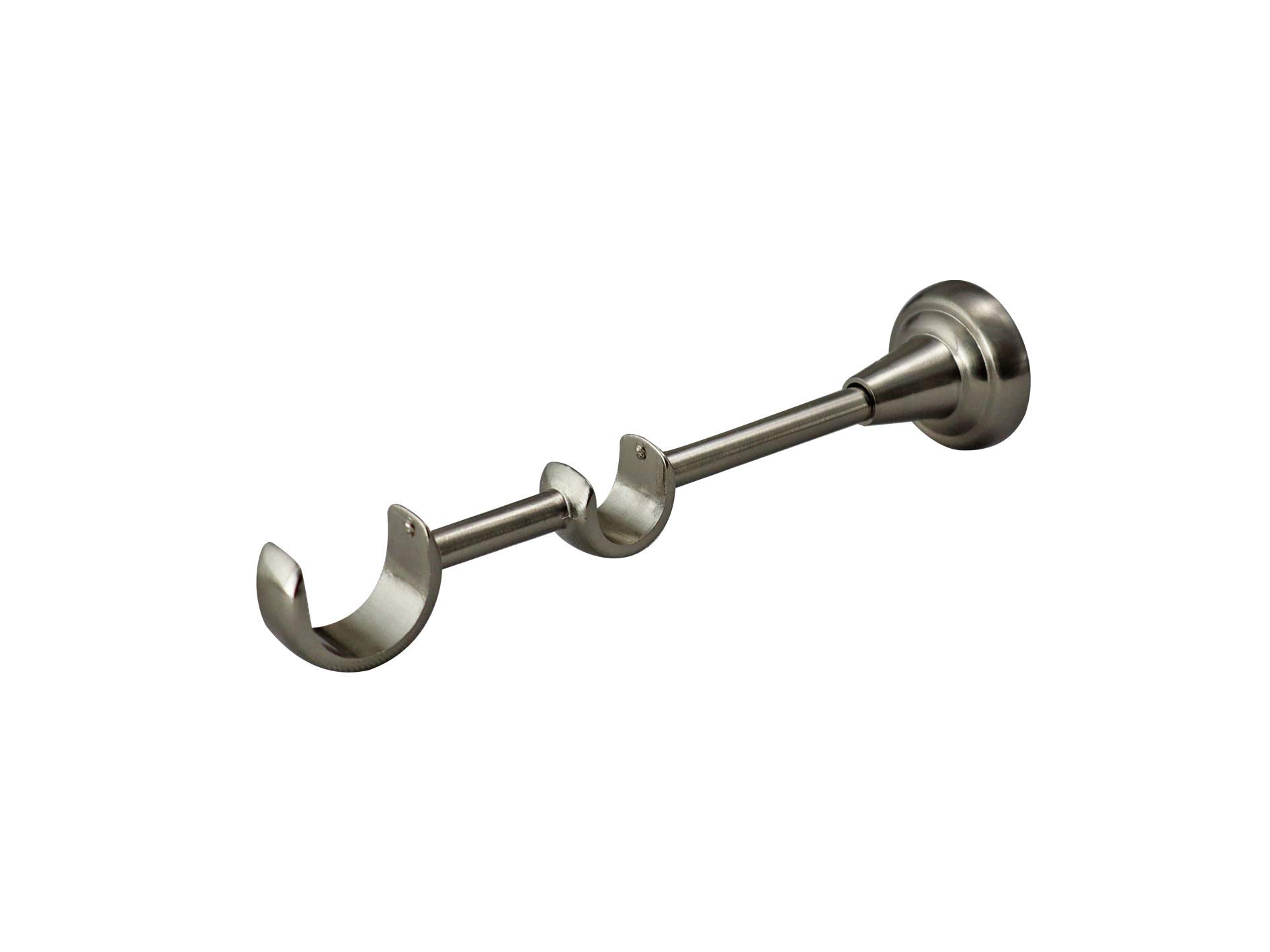 YHO Curtain Pole Rod Brackets 19mm 28mm 35mm Recess Double Extendable Brushed Chrome (28mm / 19mm Double Designer)