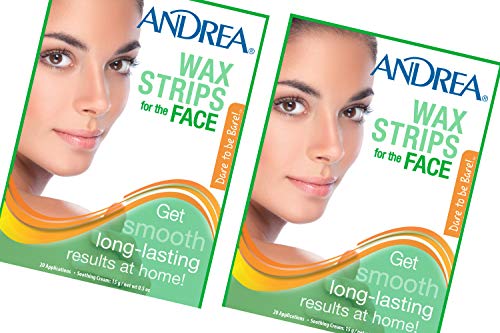 Andrea Hair Removal Wax Strips for the Face - 20 Applications, 2 packs