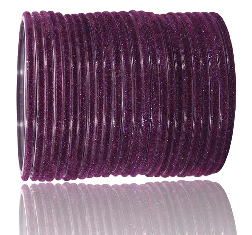 Image of NMII Glass Velvet Bangles Set For Women and Girls | Plain Glass Bangles | Velvet Chudi | Simple Bangles For Women | Stylish Glass Bangles- Set of 24